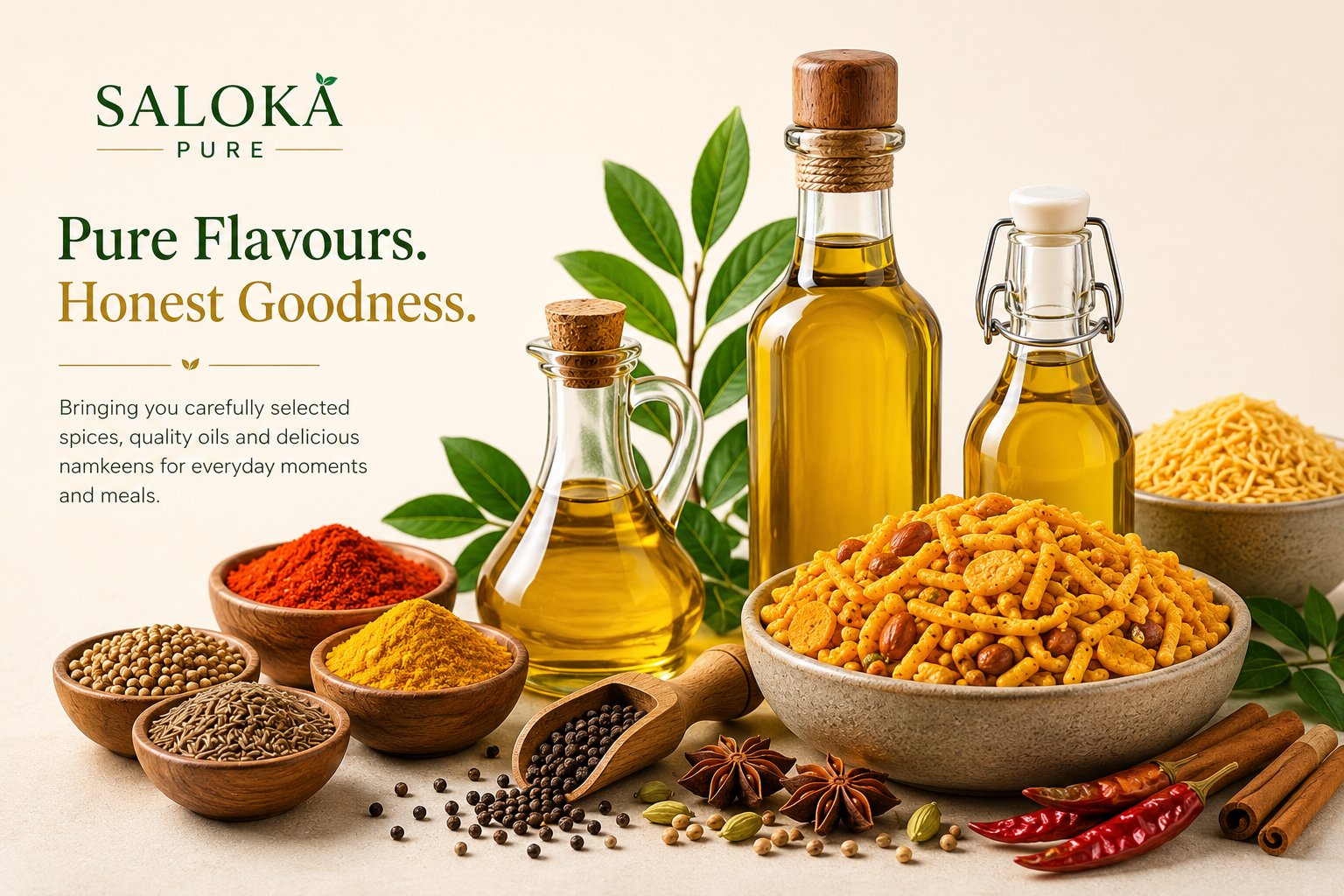 Saloka Pure spices, oils and namkeen